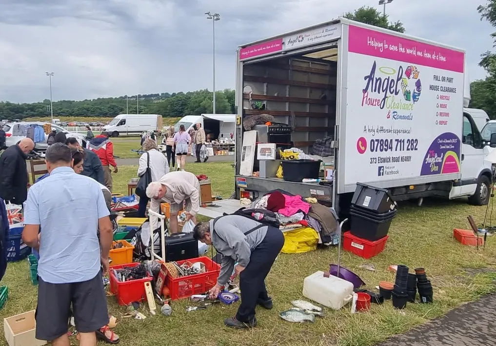 Angel House Clearance team donating furniture and household items to families in need in Newcastle